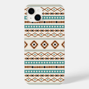 Coque Pour iPhone 14 Plus Aztec Turquoise Terracotta Crème Noire Mixte Motif