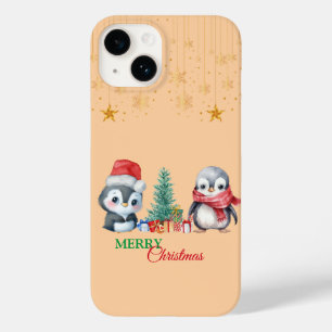 Coque Pour iPhone 14 Baby Penguin Père Noël Red Green Joyeux Noël Party