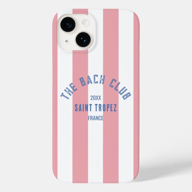 Coques Case-Mate iPhone Bachelorette Bach Club Crest Pink Stripe (Verso)