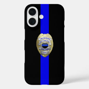 Coque Pour iPhone 16 Badge de police à la retraite mince ligne bleue Co
