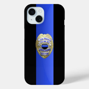 Coque Pour iPhone 15 Badge de police de Brothers Keeper - Ligne bleue m