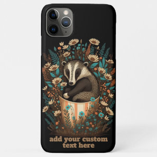 Case-Mate iPhone Case Badger Sitting Cup Fleur sauvage Cottagecore Custo