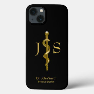 Case-Mate iPhone Case Bague d'Asclepius Médicale Classy Gold sur Noir