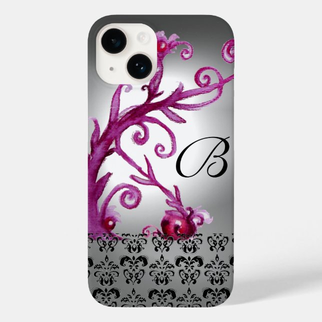 Coques Case-Mate iPhone BAIES, BAIES DAMASK MONOGRAM rose, blanc noir (Verso)
