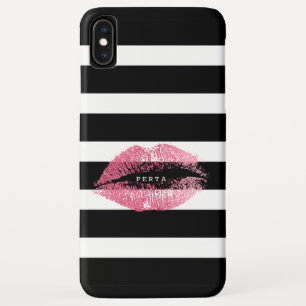 Case-Mate iPhone Case Baiser rose rayures noir et blanc