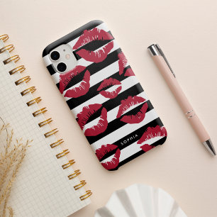 Coque Pour iPhone 14 Baisers à lèvres rouges Baisers en noir et blanc