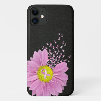 Case-Mate iPhone Case Baisson rose en ruban sur cuir noir