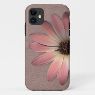 Coque Case-Mate Pour iPhone Baisson rose sur Cuir Taupe