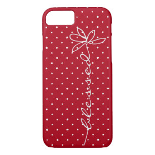 Case-Mate iPhone Case baisy texte béni sur rouge avec pois blancs