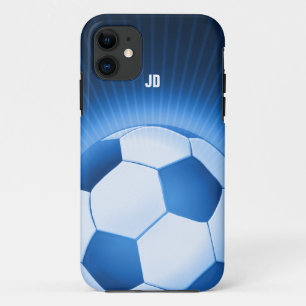 Coque Case-Mate Pour iPhone Bal de football bleu personnalisé