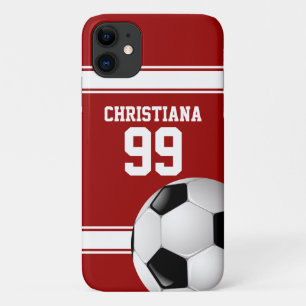 Case-Mate iPhone Case Bal de soccer Jersey cool rouge et blanc