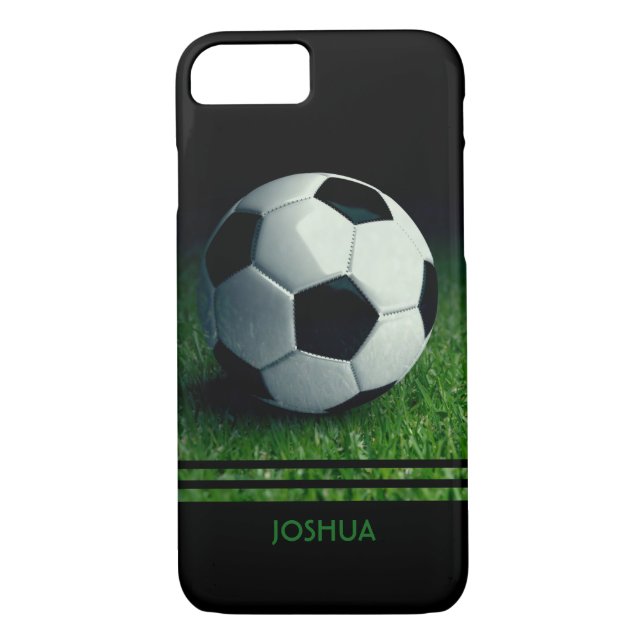 Coques Case-Mate iPhone Bal de soccer Nom personnalisé | Football (Dos)