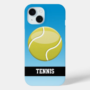 Coque Pour iPhone 15 Bal De Tennis De Dessin Avec Texte Personnalisé