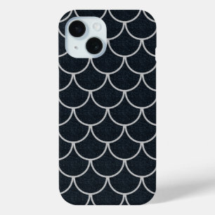 Coque Pour iPhone 15 Balances de sirène en étincelle noire et argentée