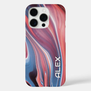 Coques iPhone 16 Pro Balayage de peinture bleu et bracelet - Motif Abst