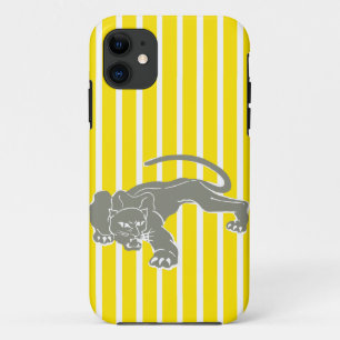 Coque iPhone 11 Balayage Safari jaune or avec léopard