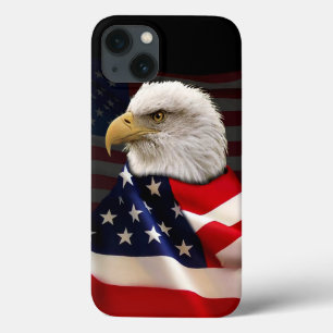 iPhone 13 Case Bald Eagle et le drapeau américain pour le patriot