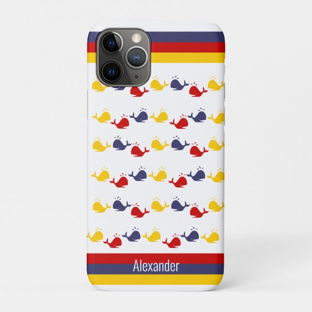 COQUES Case-Mate iPhone BALEINE BLEUE ROUGE JAUNE (Dos)