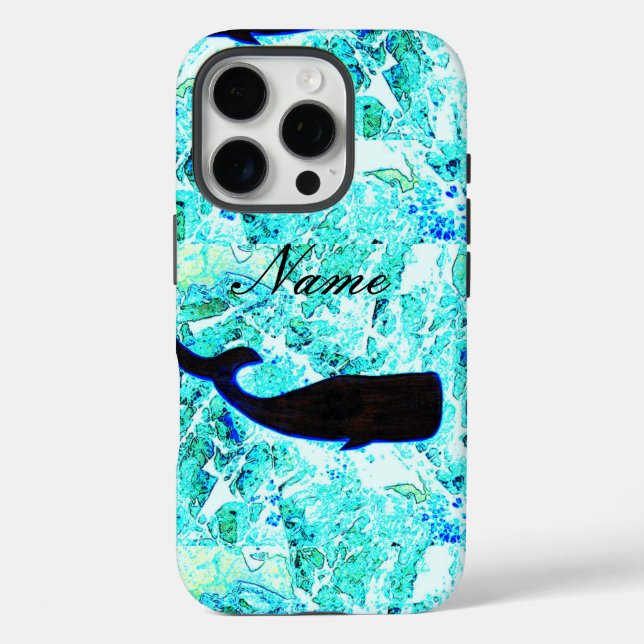 Coques Case-Mate iPhone baleine noire bleu (Verso)