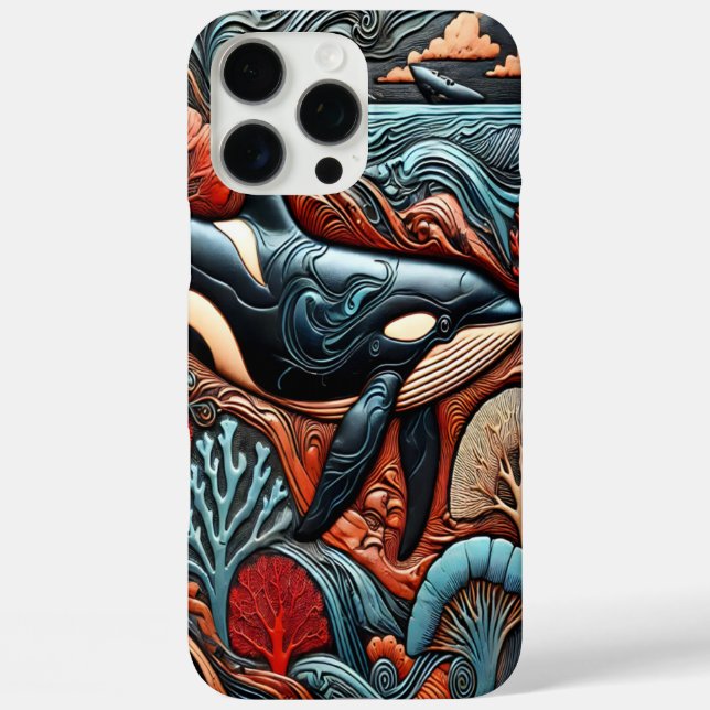Coques Case-Mate iPhone Baleines sous les vagues vibrantes (Verso)