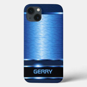 Case-Mate iPhone Case Balise de bagage moderne en métal bleu géométrique