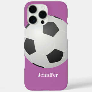 iPhone 16 Pro Max Case Balle de football, violet, Nom personnalisé