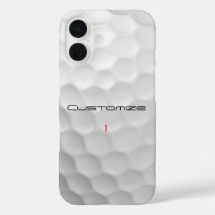 Coque Pour iPhone 16 Balle de golf blanche texturée avec nom et numéro 