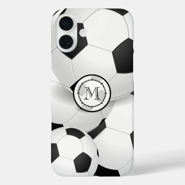 Coques Case-Mate iPhone Balle de soccer Monogramme (Verso)