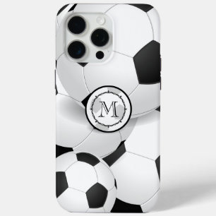 Coque iPhone 15 Pro Max Balle de soccer Monogramme