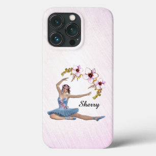 Case-Mate iPhone Case Ballerina en bleu Nom personnel sur rose