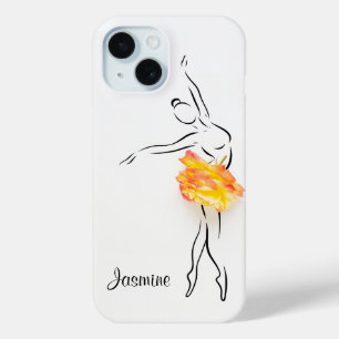 Coque Pour iPhone 15 Ballerina Rose Ballet Dancer Nom personnalisé