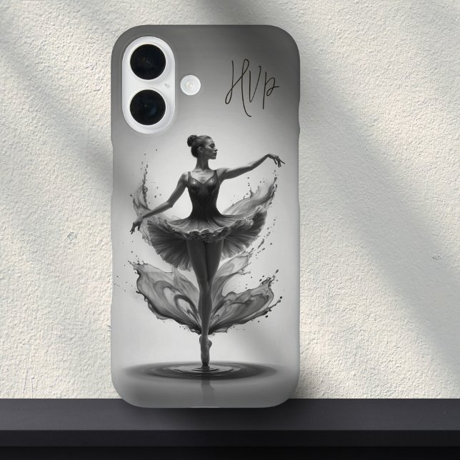 Coques Case-Mate iPhone Ballerina rose gris Splash Initiales personnalisée (Créateur téléchargé)