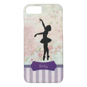 Coque iPhone 7 Ballerina Silhouette sur Elegant Motif Vintage