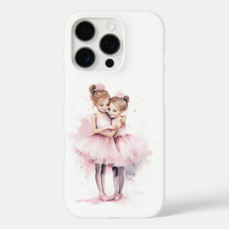 Coques iPhone 16 Pro Ballerina Soeurs Embrasser la Danse Tutu Rose Hug