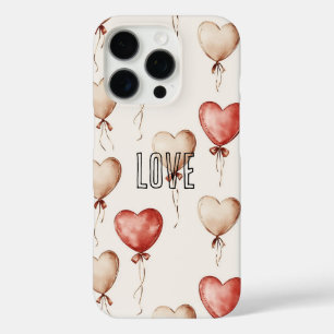Coques iPhone 16 Pro Ballons Coeur Crème Rouge