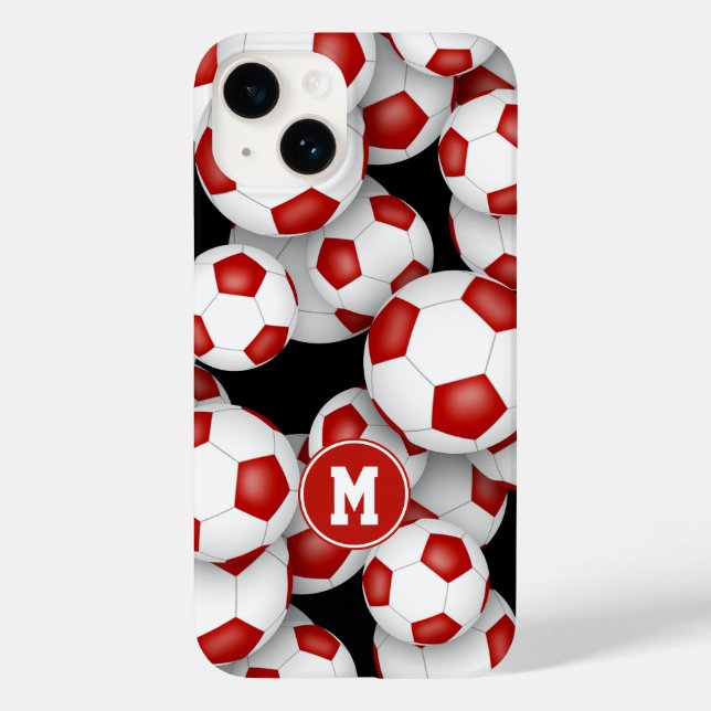 Coques Case-Mate iPhone Ballons de football de filles blanches rouges moti (Verso)
