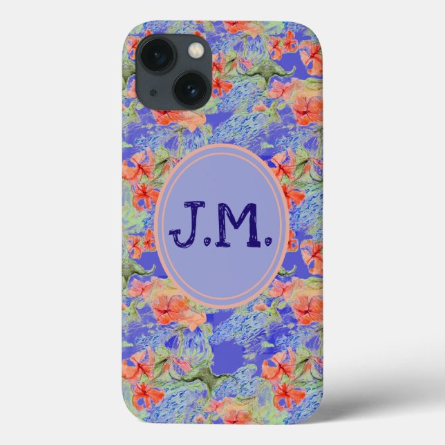 Coques Case-Mate iPhone Balsam et Lobelia fleurs & Initiales (Verso)
