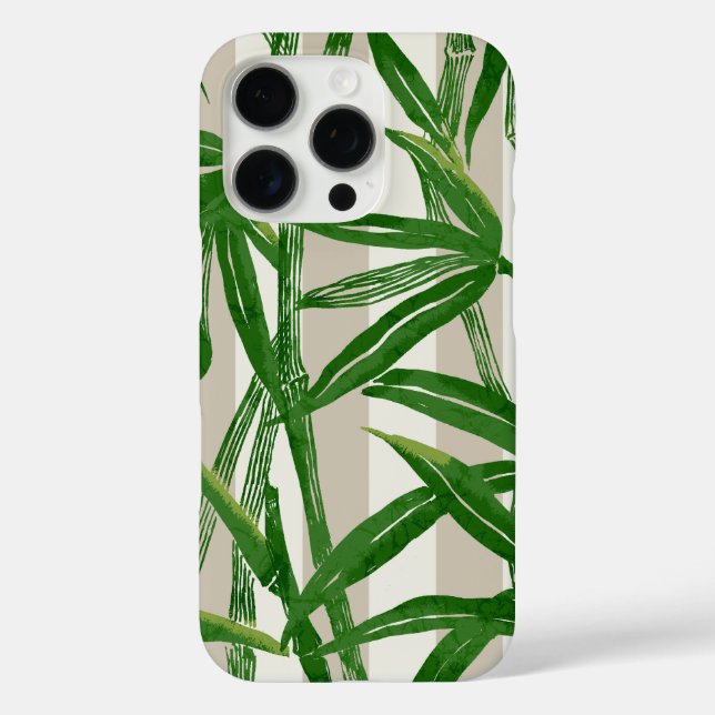 Coques Case-Mate iPhone Bamboo Jungle Hawaiian Stripe - Taupe et vert (Verso)
