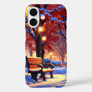 Coque Pour iPhone 16 Banc du parc d'hiver