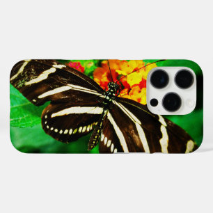 Coques iPhone 16 Pro Bande blanche noire papillon zèbre photo longue
