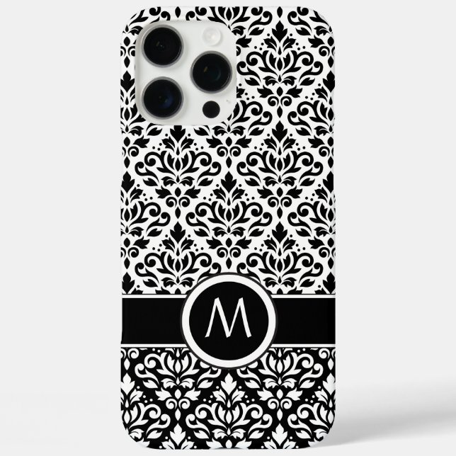 Coques Case-Mate iPhone Bande BW 2Part Ptn Damask (Personnalisée) (Verso)