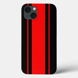 iPhone 13 Coque Bande de Black and Red Racing