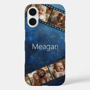 Coque Pour iPhone 16 Bande de film texturée bleue