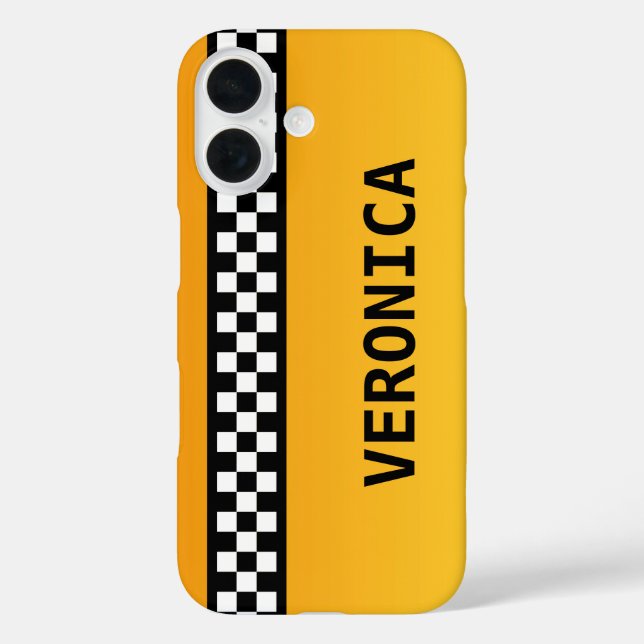Coques Case-Mate iPhone Bande de Taxi Jaune "Ajouter votre nom" (Verso)