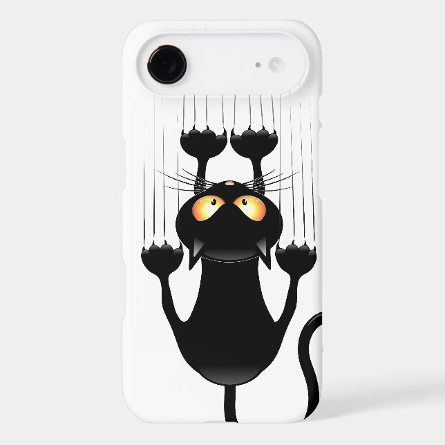 Coques Case-Mate iPhone Bande dessinée drôle de chat noir rayant le mur (Verso)