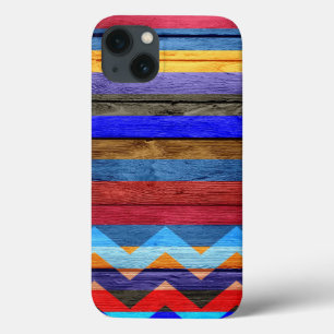 iPhone 13 Case Bande moderne en bois Chevron #2