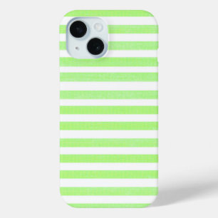 Coque Pour iPhone 15 Bande verte et blanche de chaux