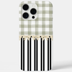 Coques iPhone 16 Pro Max Bande verte noire et blanche Chèque Paris inspiré