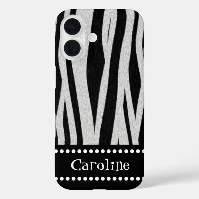 Coques Case-Mate iPhone Bande Zebra Imprimer "Ajouter votre nom" (Verso)