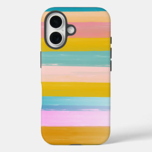 Coque Pour iPhone 16 Bandes Abstraites d'aquarelle simple en rose